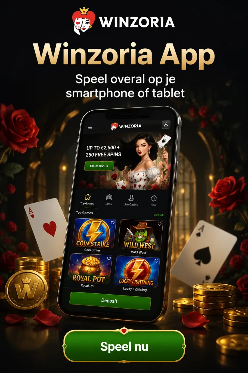Smartphone met casino app op zonnig terras